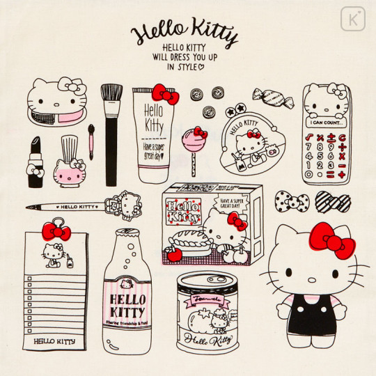 Japan Sanrio Cotton Tote Bag - Hello Kitty - 3