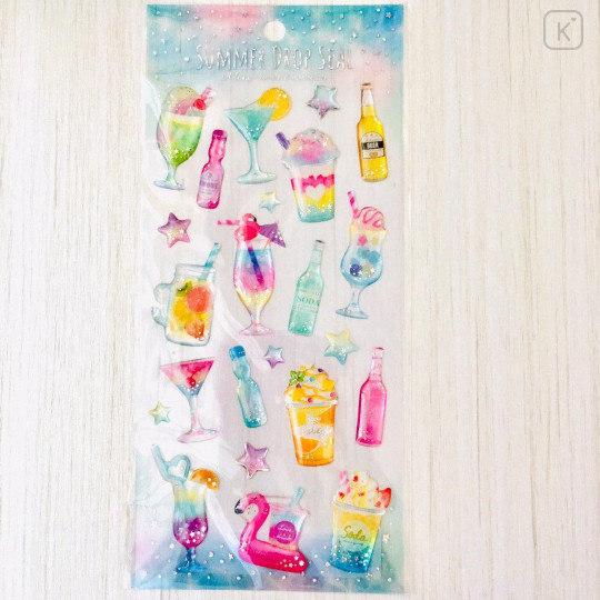 Colorful 3D Stickers with Foil Silver - Juice & Drinks - 3