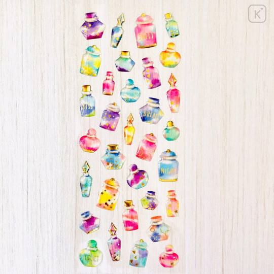 Colorful 3D Stickers with Foil Gold - Perfume Bottle - 3