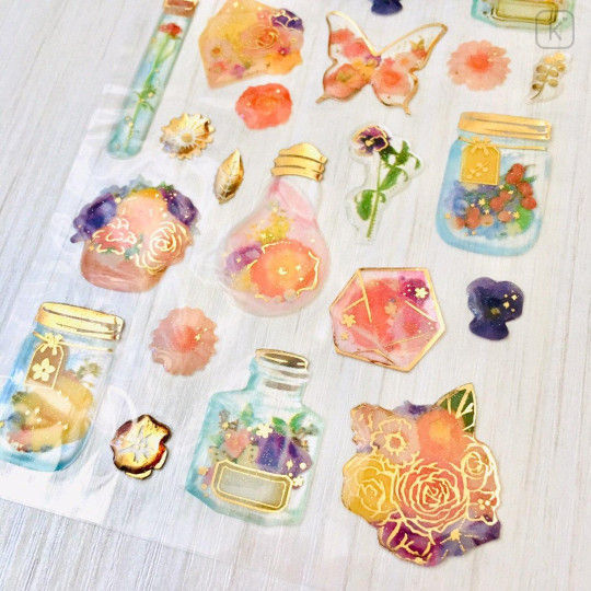 Colorful 3D Stickers with Foil Gold - Fairy Flower - 2