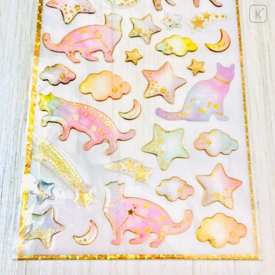 Colorful 3D Stickers with Foil Gold - Fairy Cat - 2