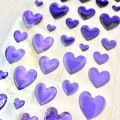 Colorful 3D Stickers with Foil Purple - Heart - 1