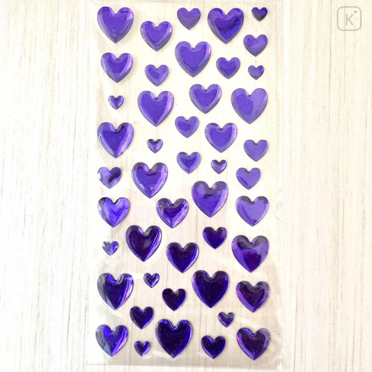 Colorful 3D Stickers with Foil Purple - Heart - 2