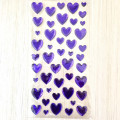 Colorful 3D Stickers with Foil Purple - Heart - 2