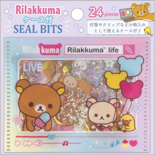 Japan San-X Seal Bits Sticker with Mini Case - Rilakkuma / Life - 1