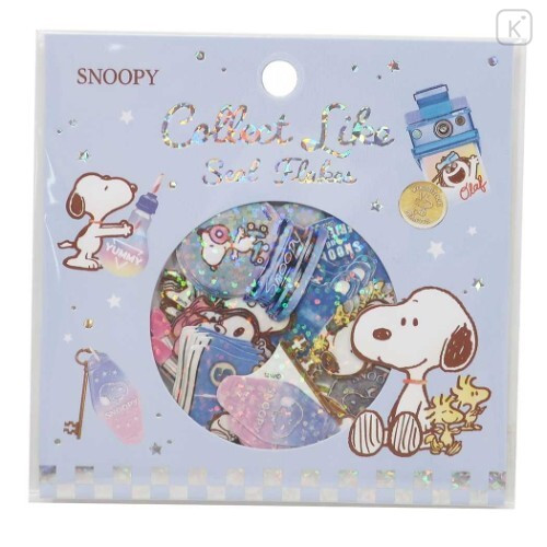 Japan Peanuts Flake Sticker - Snoopy Glitter Blue - 1