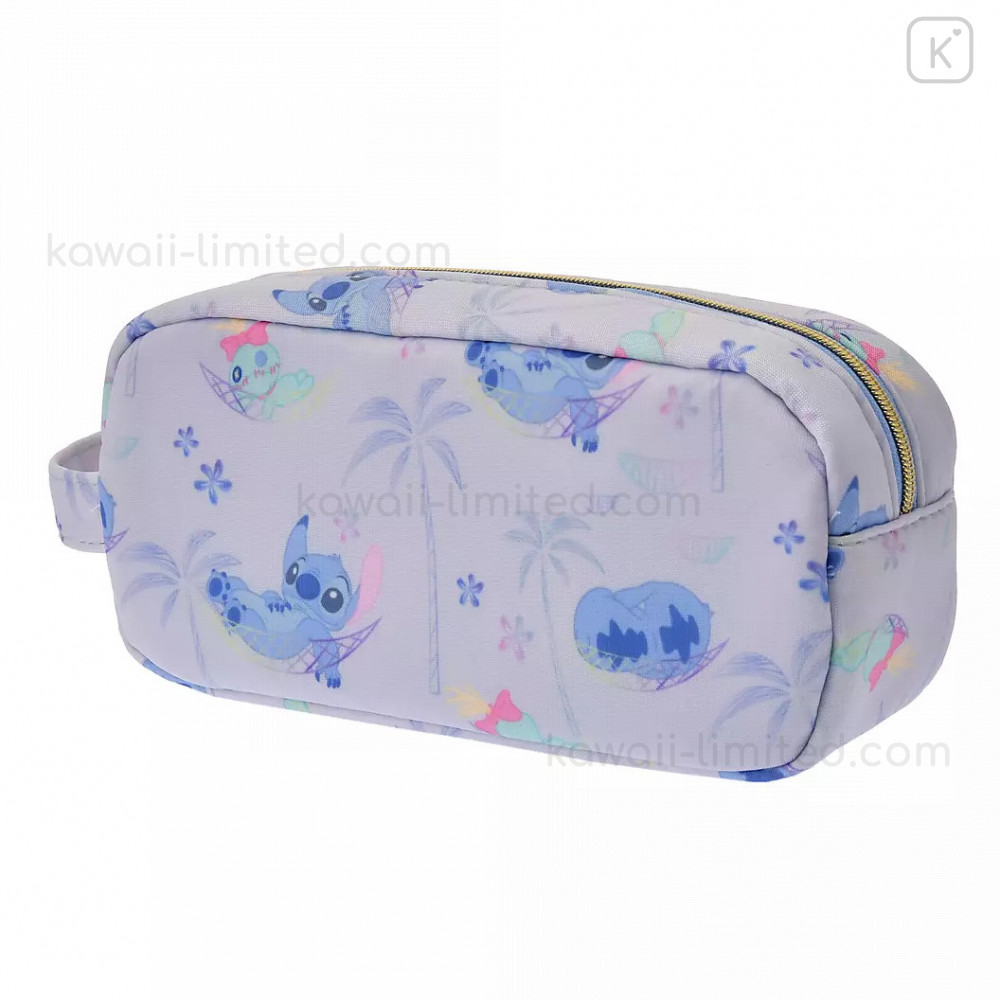 Japan Disney Pouch Makeup Bag Pencil Case - Stitch White