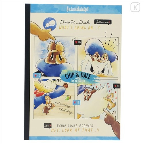 Japan Disney B5 Glue Blank Notebook - Donald Duck & Chip & Dale - 1