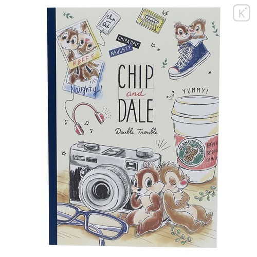 Japan Disney B5 Glue Blank Notebook - Chip & Dale / Camera - 1