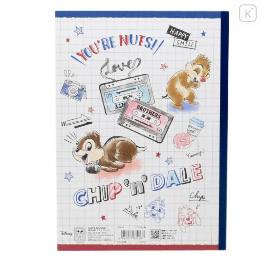 Japan Disney B5 Glue Blank Notebook - Chip & Dale Music - 3