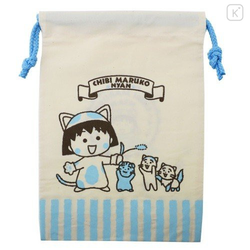 Japan Drawstring Bag - Chibi Maruko-chan Blue - 1