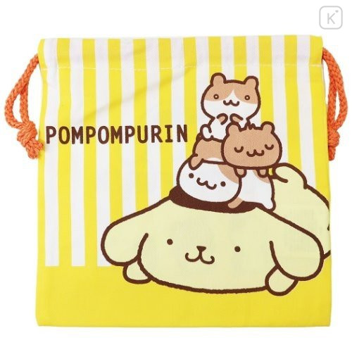 Japan Sanrio Drawstring Bag - Pompompurin Stripe - 1