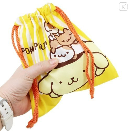 Japan Sanrio Drawstring Bag - Pompompurin Stripe - 2