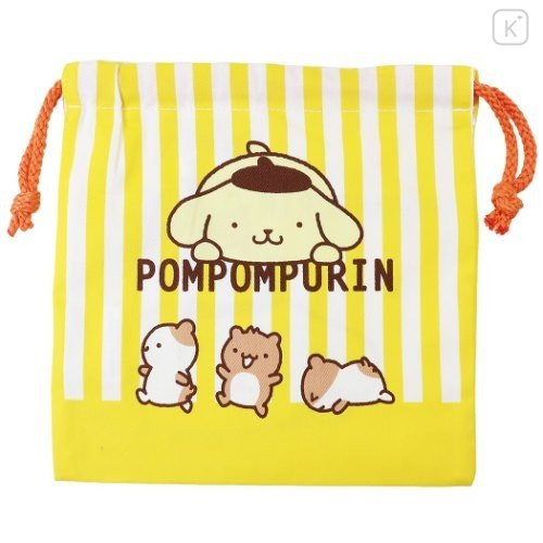 Japan Sanrio Drawstring Bag - Pompompurin Stripe - 3