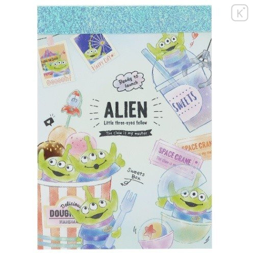 Japan Disney Mini Notepad - Toy Story Alien Little Green Men Ice Cream - 1