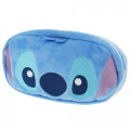 Japan Disney Fluffy Pouch Makeup Bag Pencil Case - Stitch Faces - 1