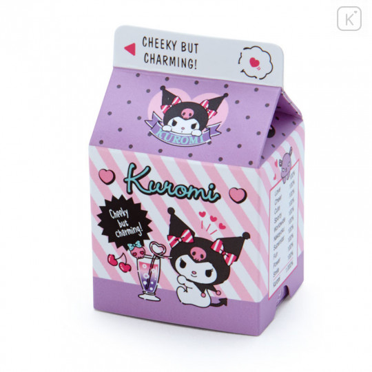 Japan Sanrio Sticker with Milk Pack Case - Kuromi - 5