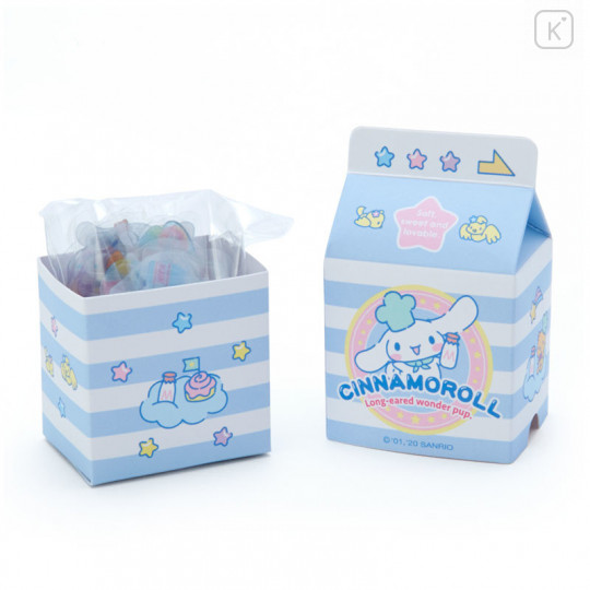 Japan Sanrio Sticker with Milk Pack Case - Cinnamoroll - 3