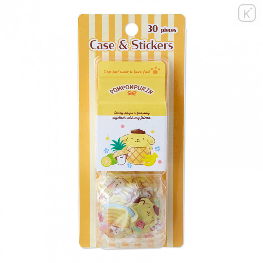 Japan Sanrio Sticker with Milk Pack Case - Pompompurin - 1