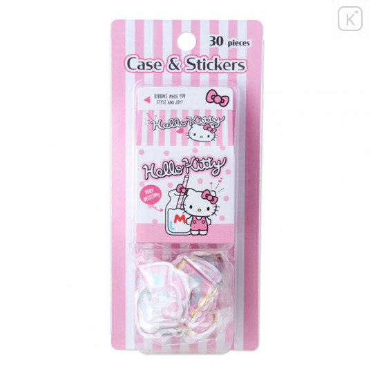 Japan Sanrio Sticker with Milk Pack Case - Hello Kitty - 1