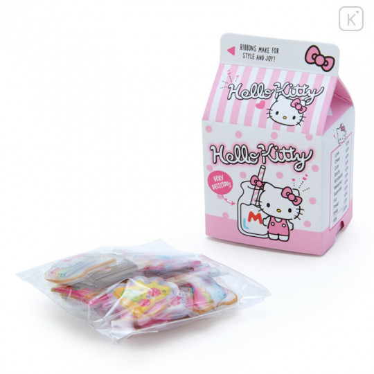 Japan Sanrio Sticker with Milk Pack Case - Hello Kitty - 2