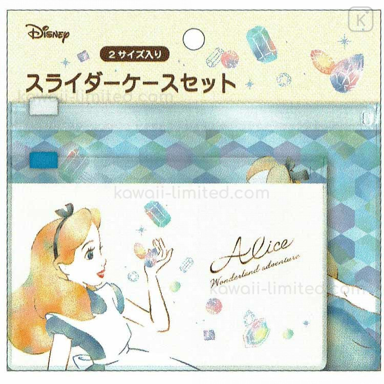 Japan Disney Zip Folder File Set 2 Size Alice In Wonderland Kawaii Limited