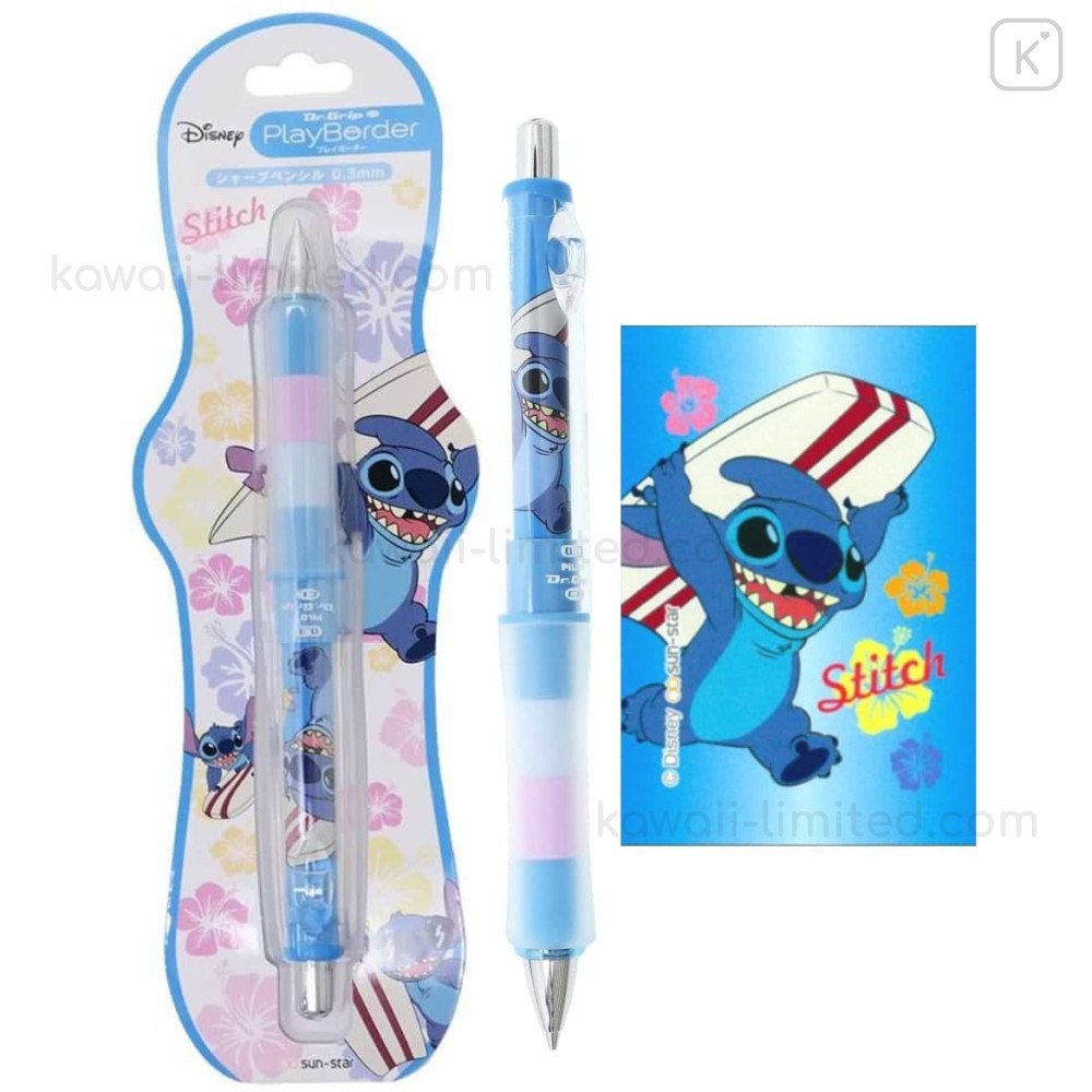 Japan Disney Pilot Dr Grip Play Border 0 3mm Mechanical Pencil Stitch Kawaii Limited