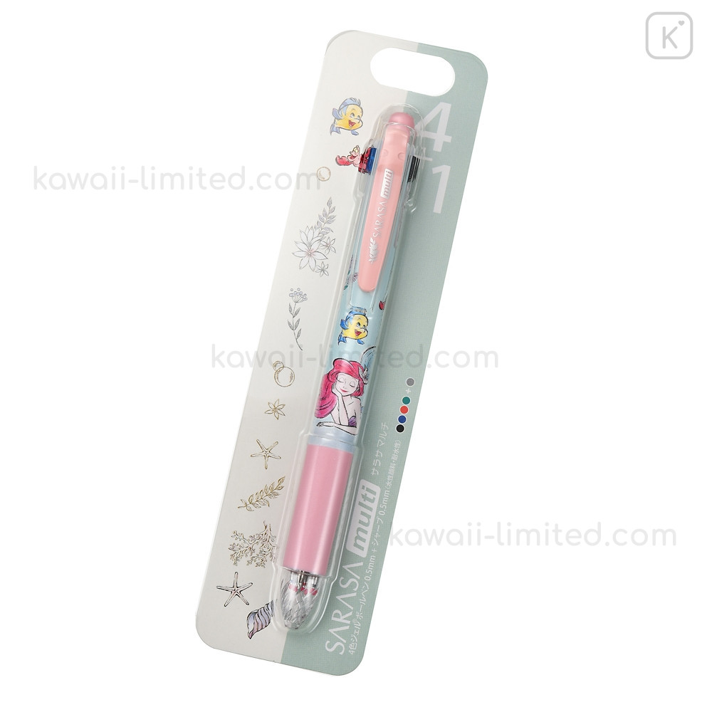 Japan Disney Sarasa Multi 4 1 Gel Pen Mechanical Pencil Little Mermaid Ariel Kawaii Limited