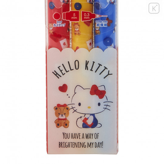 Japan Sanrio Double Tip Water-based Marker 3 Colors Set - Hello Kitty - 4