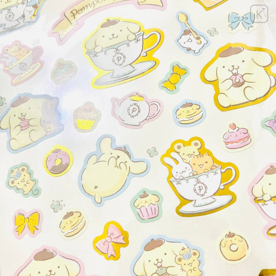 Japan Sanrio Gold Accent Sticker - Pompompurin / 2020 Tea Party - 2