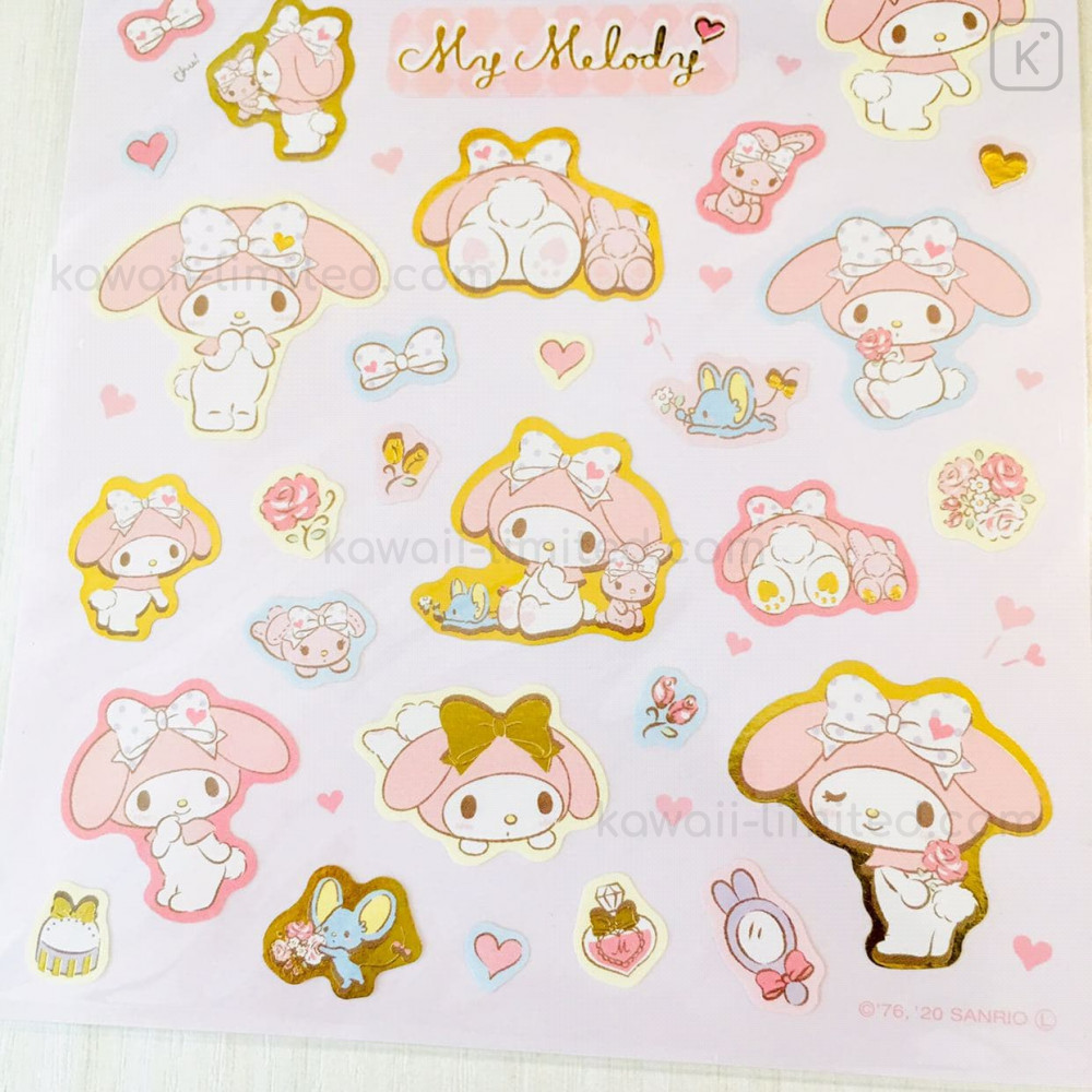 Lovely Cute Kawaii Sanrio Character My Melody Stickers JAPAN Gold Borders