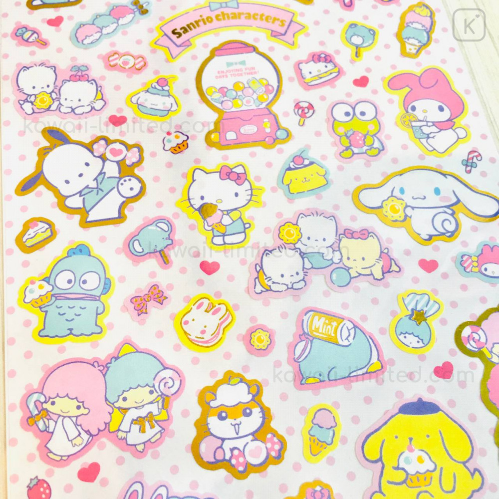 Japan Sanrio Gold Accent Sticker - Sanrio Family / Gashapon