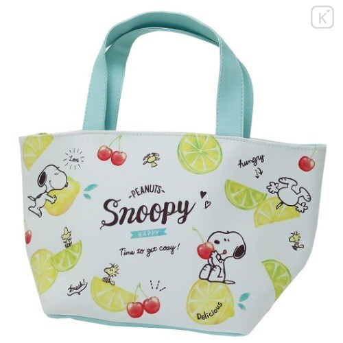 Japan Snoopy Tote Bag with Insulation Pouch - Fruits - 1