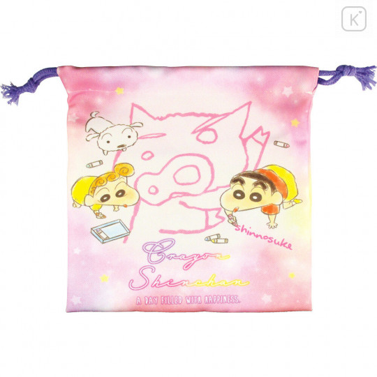 Japan Crayon Shin-chan Drawstring Bag - Pink - 1