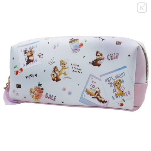 Japan Disney Synthetic Leather Pouch (L) - Chip & Dale - 1