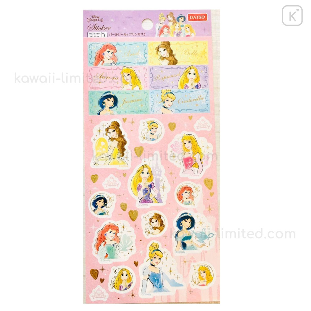 10x15cm Princesses Ariel Jasmine Cinderella Russian Glitter Sticker Sheet 4x6'' 