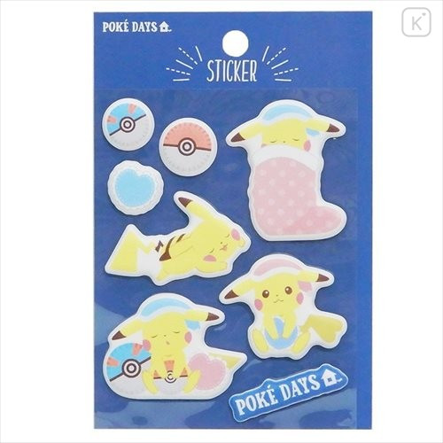 Japan Pokemon Puffy Sticker - Pikachu Good Night - 1