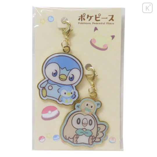 Japan Pokemon Metal Charm Set - Piplup & Rowlet / Pokepeace Doll - 1