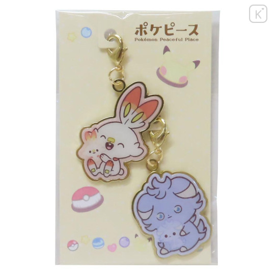 Japan Pokemon Metal Charm Set - Espurr & Scorbunny / Pokepeace Doll - 1