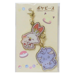 Japan Pokemon Metal Charm Set - Espurr & Scorbunny / Pokepeace Doll