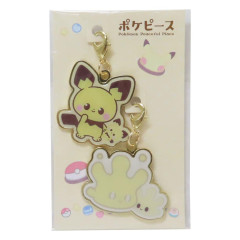 Japan Pokemon Metal Charm Set - Milcery & Pichu / Pokepeace Doll