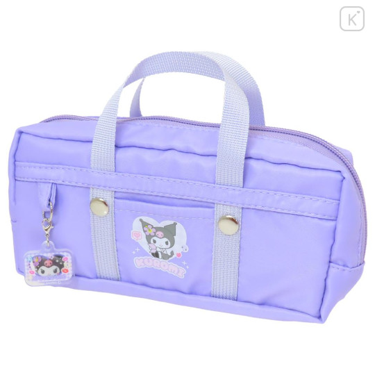 Japan Sanrio Boston Bag Pen Case - Kuromi / Tokimeki Heisei Kogal Light Purple - 1