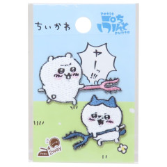 Japan Chiikawa Patch Fluffy Embroidery Sticker For Cloth Surface - Chiikawa & Hachiware / Fight