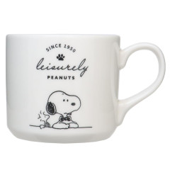 Japan Peanuts Porcelain Mug - Snoopy & Woodstock / Leisurely