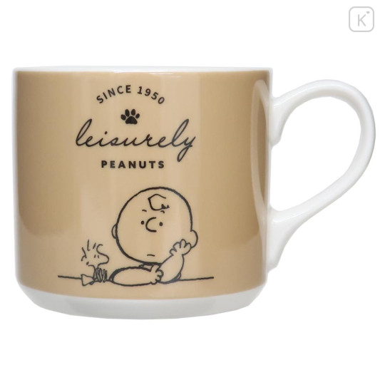 Japan Peanuts Porcelain Mug - Charlie & Woodstock / Leisurely - 1