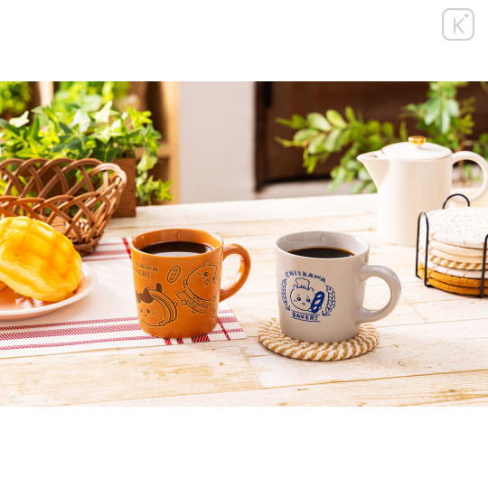 Japan Chiikawa Porcelain Mug - Chiikawa & Hachiware & Usagi / Chiikawa Bakery Brown Falling - 2