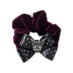 Japan Sanrio Velour Scrunchie - Kuromi / Purple & Check