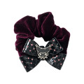 Japan Sanrio Velour Scrunchie - Kuromi / Purple & Check - 1