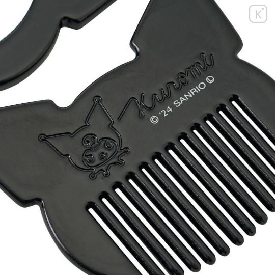 Japan Sanrio Mirror Comb - Kuromi / Black & Check - 4