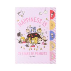 Japan Peanuts 5 Pockets A4 Index File Holder - Snoopy / Happiness 75th Anniversary Pink